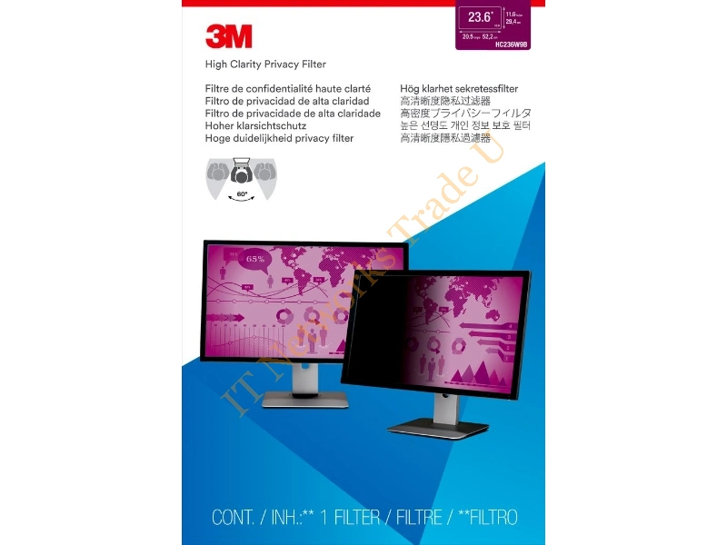 HC236W9B - 3M HC236W9B 23.6" Monitor Frameless display privacy filter Monitor Accessory