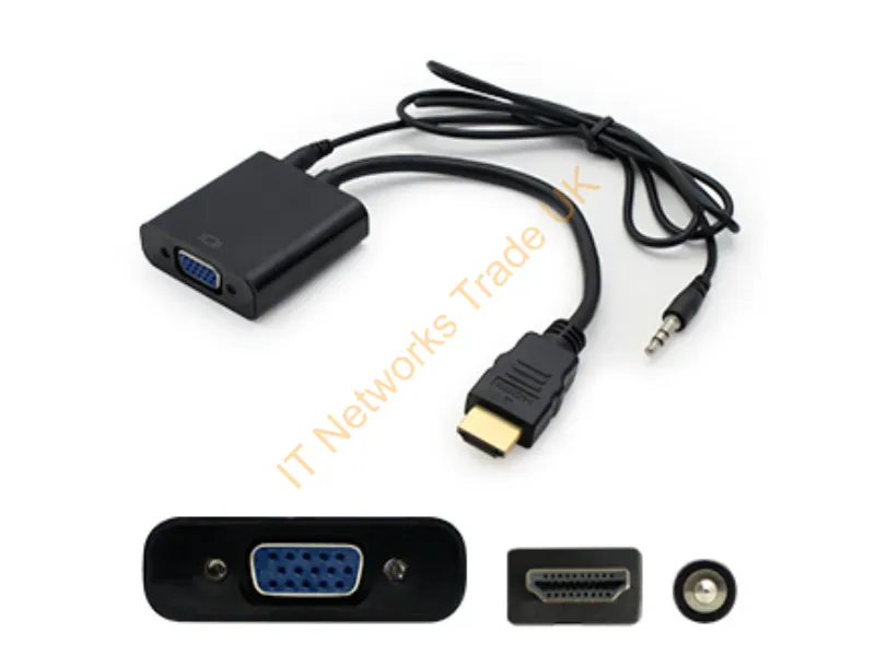 HDMI2VGAA-5PK - Addon Networks Hdmi2Vgaa-5Pk Video Cable Adapter Hdmi Type A (Standard) Vga (D-Sub) + 3.5Mm Black