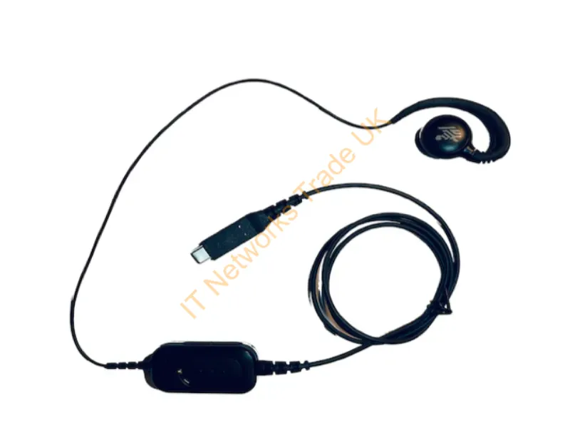 HDST-USBC-PTT1-01 - Zebra Usb-C Wired Headset For Ptt + Voip W/ Rotating Ear Piece For Right/Left Ear Wearing. Includes Built Ear-Hook Office/Call Center Usb Type-C Black