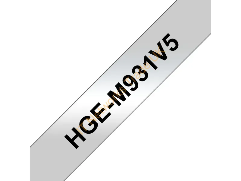 HGEM931V5 - Brother HG-M931V5 DirectLabel black on silver matt Laminat 12mm x 8m Pack=5 for P-Touch RL 700 S/ 9500 PC/ 9700 PC/ 9800 PCN