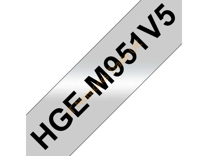 HGEM951V5 - Brother HGE-M951V5 DirectLabel black on silver matt Laminat 24mm x 8m Pack=5 for P-Touch RL 700 S/ 9500 PC/ 9700 PC/ 9800 PCN