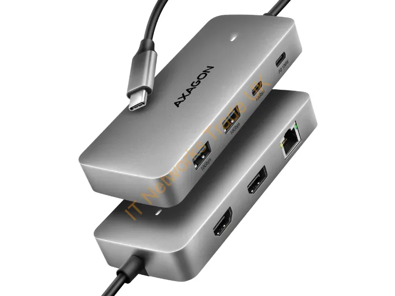 HMC-CUB83X2 - Axagon HMC-CUB83X2 USB 10Gbps hub, 2x USB-A, USB-C, HDMI & DP 4k/144Hz, RJ-45, PD 100W