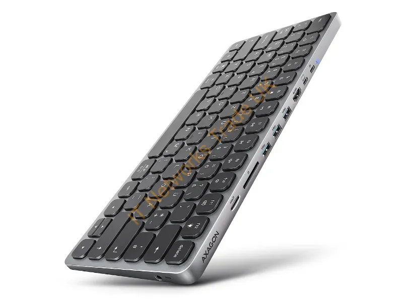 HMC-KB-GE - Axagon HMC-KB-GE, USB 5Gbps hub w. keyboard, HDMI 4K/60Hz, 3x USB-A, SD/mSD, audio, PD 100, German layout