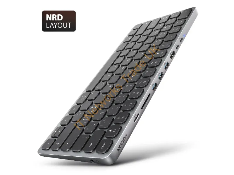 HMC-KB-NRD - Axagon HMC-KB-NRD, USB 5Gbps hub w. keyboard, HDMI 4K/60Hz, 3x USB-A, SD/mSD, audio, PD100, Nordic layout