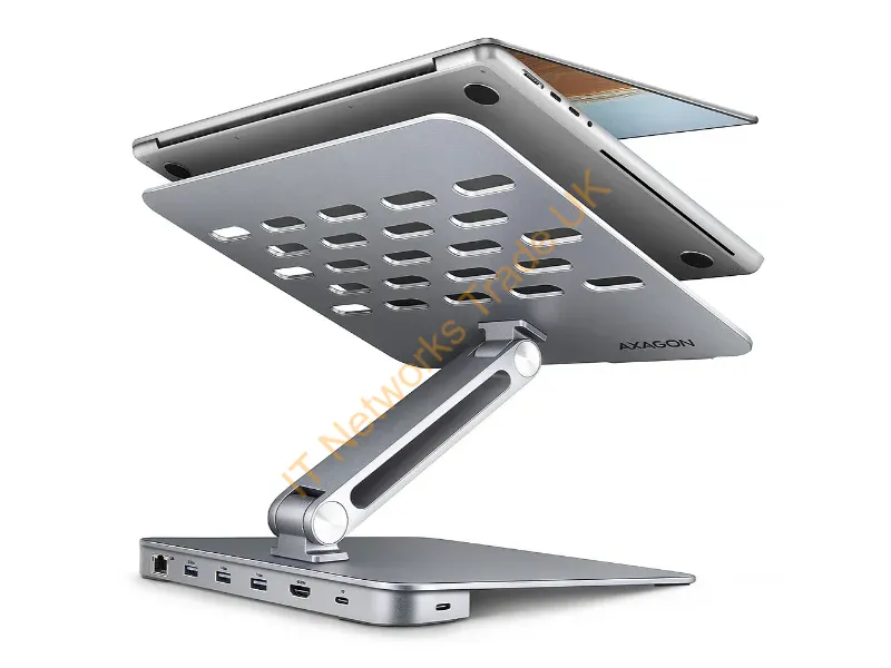HMC-STND - Axagon HMC-STND Multi-port USB-C 5Gbps hub and aluminum stand for laptops. HDMI 4k/60Hz, GLAN, PD and 3 USB-A ports. USB-C cable 60 cm.