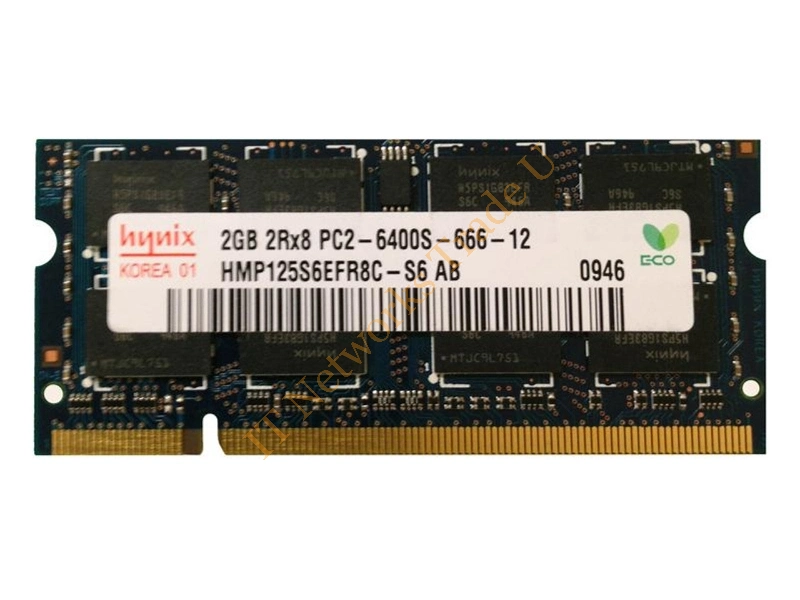 HMP125S6EFR8C-S6-N Hynix 2GB DDR2-800MHz PC2-6400 non-ECC Unbuffered CL6 200-Pin SoDimm Dual Rank Memory Module Laptop Memory