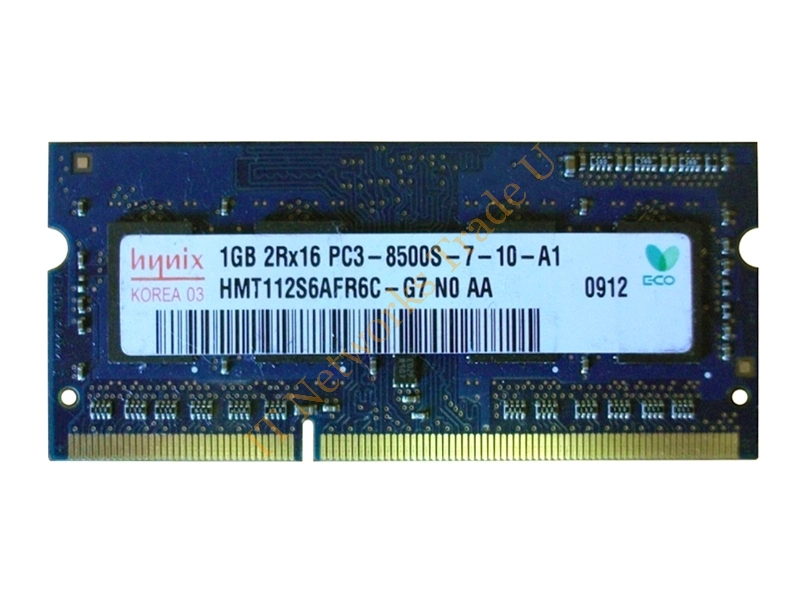HMT112S6AFR6C-G7 Hynix 1GB DDR3-1066MHz PC3-8500 non-ECC Unbuffered CL7 204-Pin SoDimm Dual Rank Memory Module Laptop Memory
