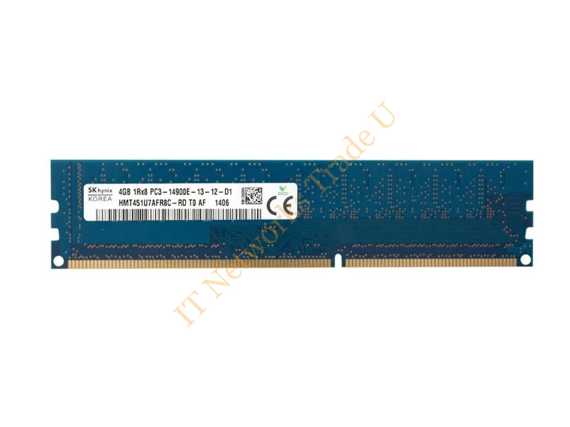 HMT451U7AFR8C-RDT0 Hynix 4GB DDR3-1866MHz PC3-14900 ECC Unbuffered CL13 240-Pin DIMM Single Rank Memory Module Server Memory