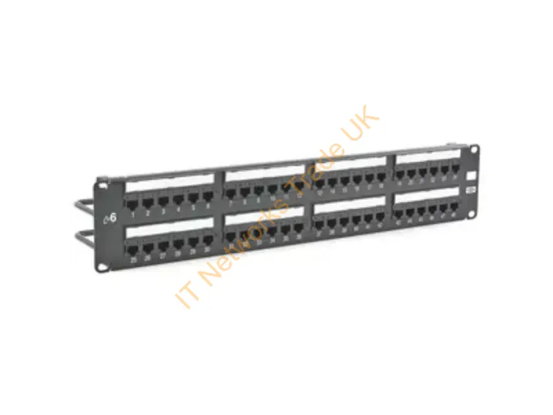 HP648 - Hubbell Premise Wiring 48-Port Panel 110-Mod 8W8Pt568A/B Cat6 Nextspeedblack 2U