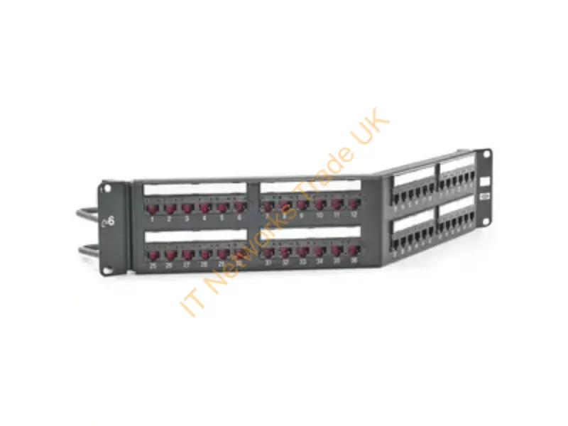 HP648A - Hubbell Premise Wiring 48-Port Panel 110-Mod 8W8Pt568A/B Cat6 Nextspeedblack 2U Angled