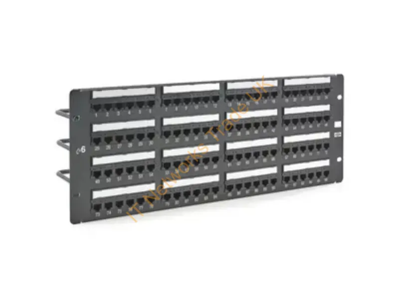 HP696 - Hubbell Premise Wiring 96-Port Panel 110-Mod 8W8Pt568A/B Cat6  Nextspeedblack 4U