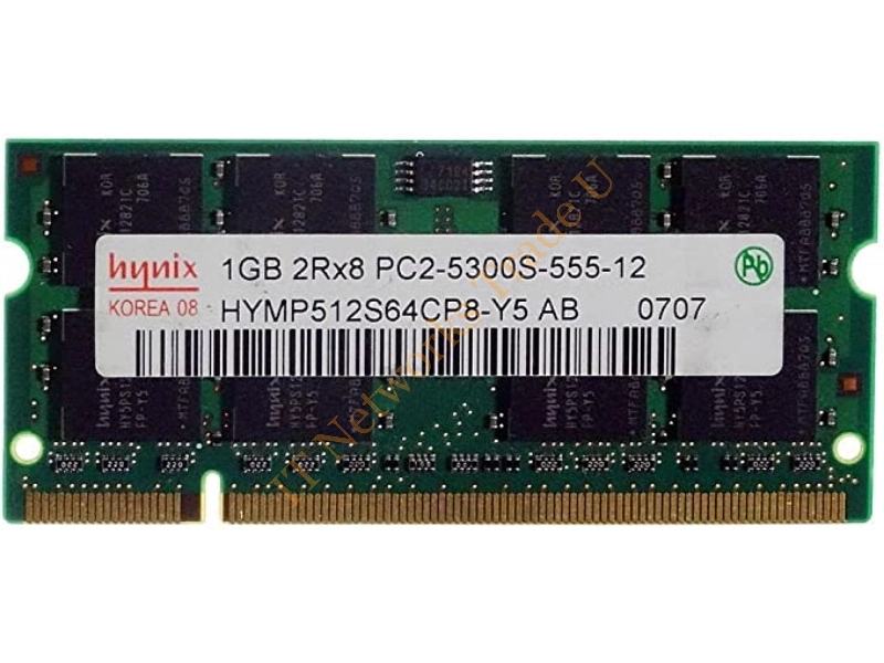 HYMP112S64CP8-Y5 Hynix 1GB DDR2-667MHz PC2-5300 non-ECC Unbuffered CL5 200-Pin SoDimm Memory Module Laptop Memory