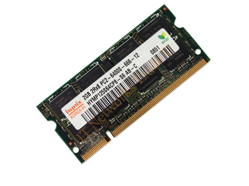 HYMP125S64CP8-S6-N Hynix 2GB DDR2-800MHz PC2-6400 non-ECC Unbuffered CL6 200-Pin SoDimm Dual Rank Memory Module Laptop Memory
