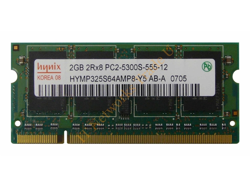 HYMP325S64AMP8-Y5-AB Hynix 2GB DDR2-667MHz PC2-5300 non-ECC Unbuffered CL5 200-Pin SoDimm Dual Rank Memory Module Laptop Memory