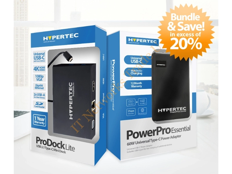 Hypertec HYP-USBC-DOC-PSU-EU USB 3.0 (3.1 Gen 1) Type-C Black notebook dock/port replicator Accessory