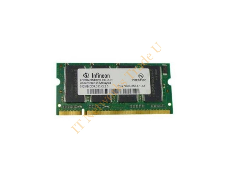 HYS64D64020HDL-6-B Infineon 512MB DDR-333MHz PC2700 non-ECC Unbuffered CL2.5 200-Pin SoDimm Memory Module Laptop Memory