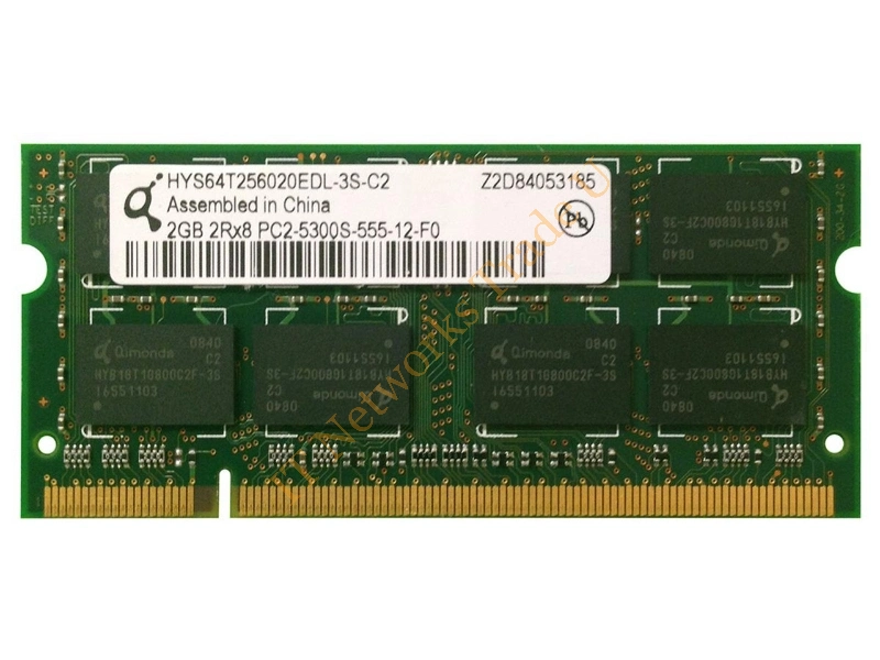 HYS64T256020EDV-3S-C2 Qimonda 2GB DDR2-667MHz PC2-5300 non-ECC Unbuffered CL5 200-Pin SoDimm Memory Module Laptop Memory