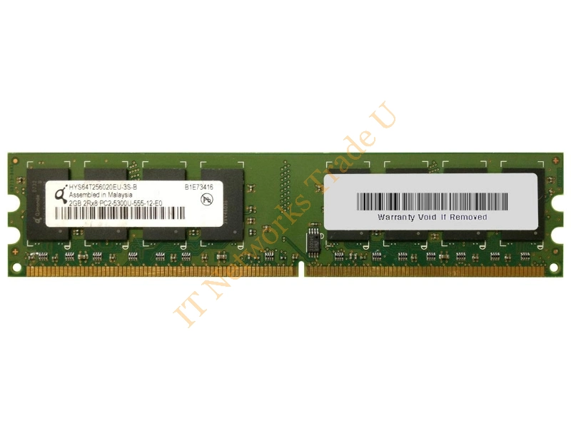 HYS64T256020EU-3S-B Qimonda 2GB DDR2-667MHz PC2-5300 ECC Unbuffered CL5 240-Pin DIMM Dual Rank Memory Module Server Memory