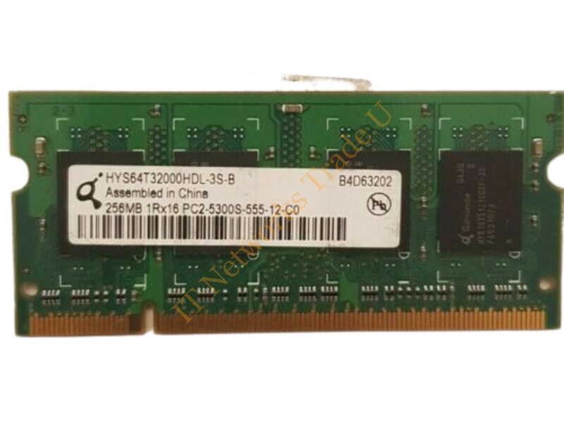HYS64T32000HDL-3 Qimonda 256MB 667MHz PC2-5300 non-ECC Unbuffered CL5 200-Pin SoDimm Single Rank Memory Module Laptop Memory