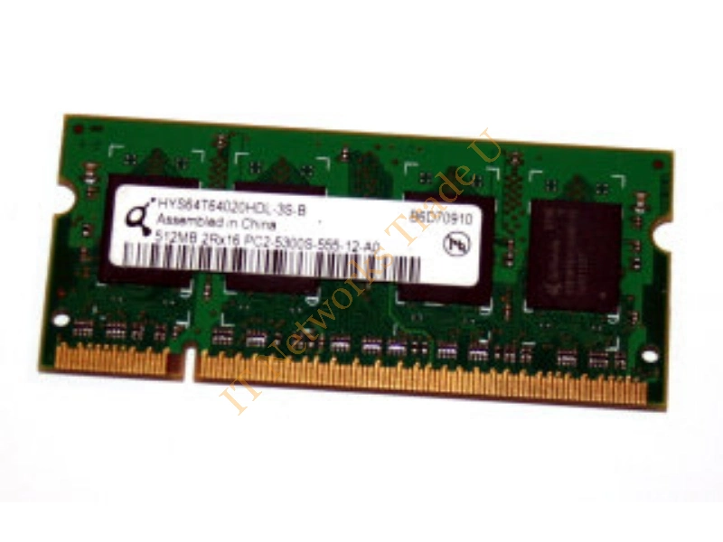 HYS64T64020HDL-3S-B-3 Qimonda 512MB 667MHz PC2-5300 non-ECC Unbuffered CL5 200-Pin SoDimm Dual Rank Memory Module Laptop Memory