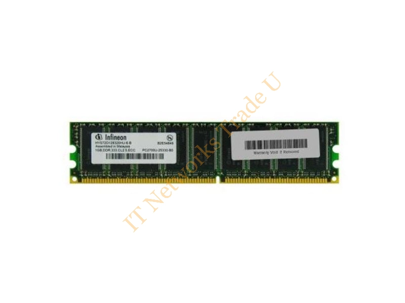 HYS72D128320HU-6-C Infineon 1GB DDR-333MHz PC2700 ECC Unbuffered CL2.5 184-Pin DIMM Dual Rank Memory Module Server Memory