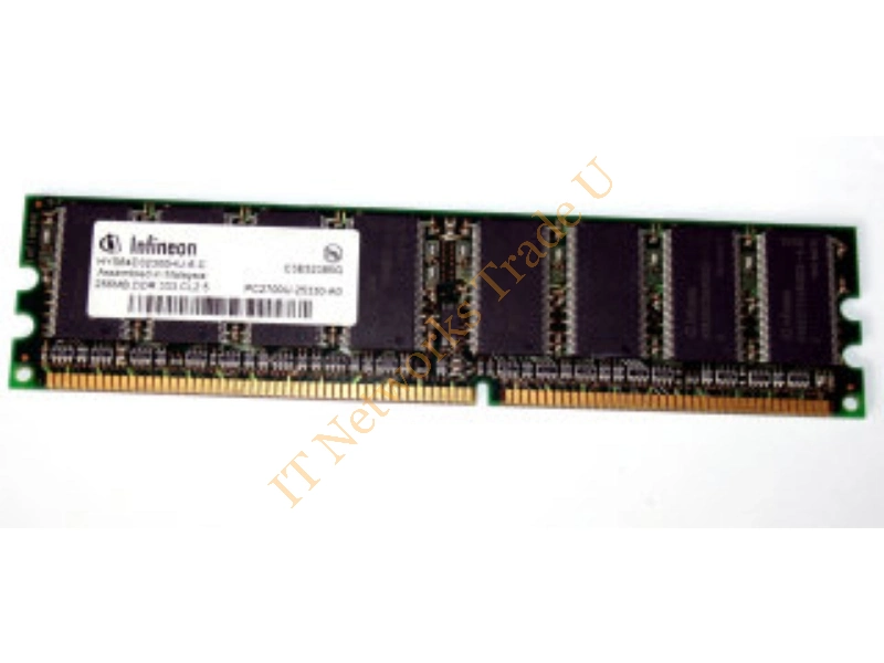 HYS72D32300GU-6-B Infineon 256MB DDR-333MHz PC2700 ECC Unbuffered CL2.5 184-Pin DIMM Single Rank Memory Module Server Memory