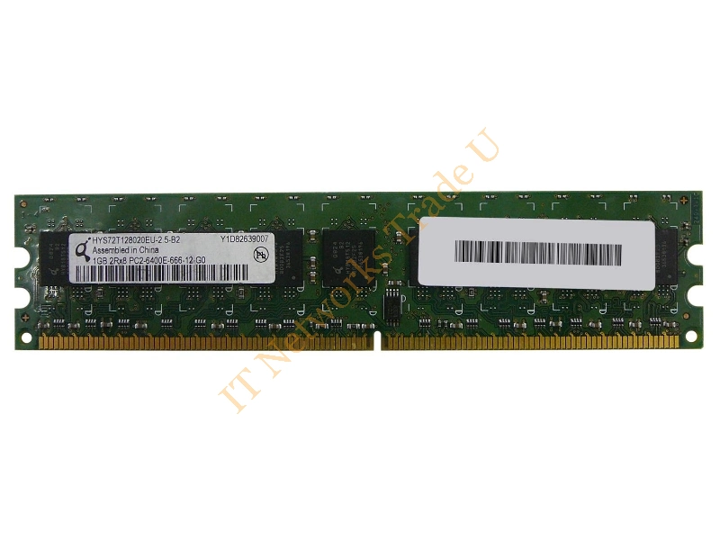 HYS72T128020EU-2.5-B2 Qimonda 1GB DDR2-800MHz PC2-6400 ECC Unbuffered CL6 240-Pin DIMM Dual Rank Memory Module Server Memory
