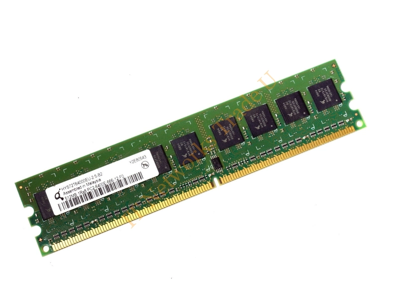HYS72T64000EU-2.5-B2 Qimonda 512MB DDR2-800MHz PC2-6400 ECC Unbuffered CL6 240-Pin DIMM Single Rank Memory Module Server Memory