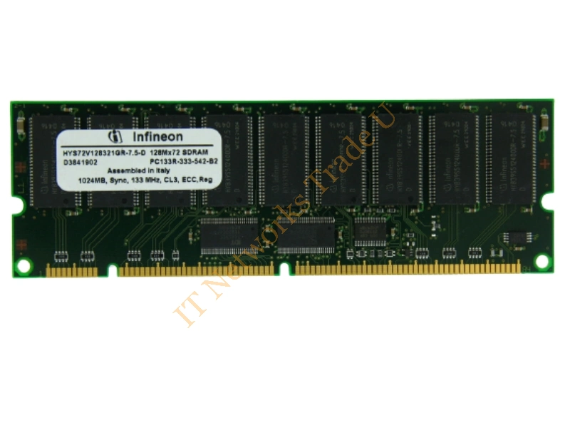 HYS72V128321GR-7.5 Infineon 1GB 133MHz PC133 ECC Registered CL3 168-Pin DIMM Memory Module Server Memory