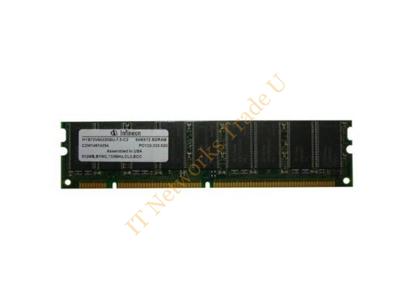 HYS72V64220GU-7.5-C2 Infineon 512MB SDRAM 100MHz PC100 ECC Unbuffered CL2 3.3V 168-Pin DIMM Memory Module Server Memory