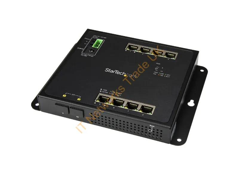 IES101G2SFPW - StarTech.com 8-Port Gigabit Ethernet Switch with 2 Open SFP Slots Network Switch