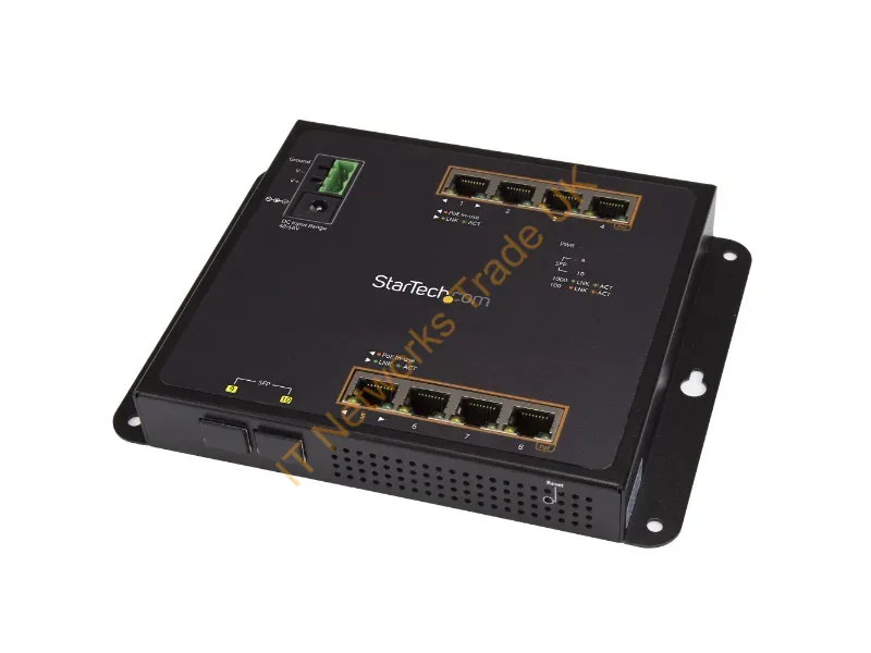 IES101GP2SFW - StarTech.com 8-Port PoE+ Gigabit Ethernet Switch plus 2 SFP Connections Managed Wall Mount with Front Access Network Switch