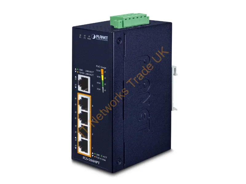 IGS-504HPT - Planet IGS-504HPT Unmanaged network switch L2 Gigabit Ethernet (10/100/1000) Power over Ethernet (PoE) Black network switch