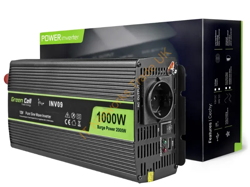 INV09 - Green Cell INV09 power adapter/inverter Auto 1000 W Black