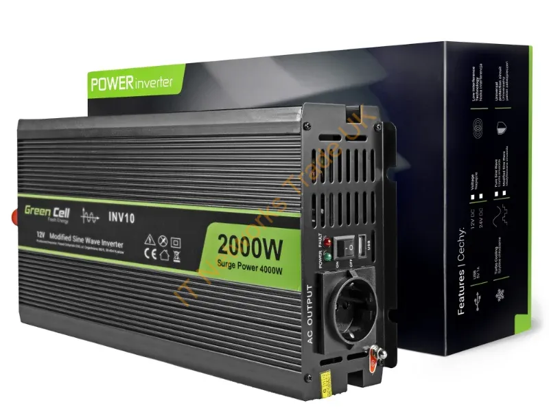 INV10 - Green Cell INV10 power adapter/inverter Auto 2000 W Black