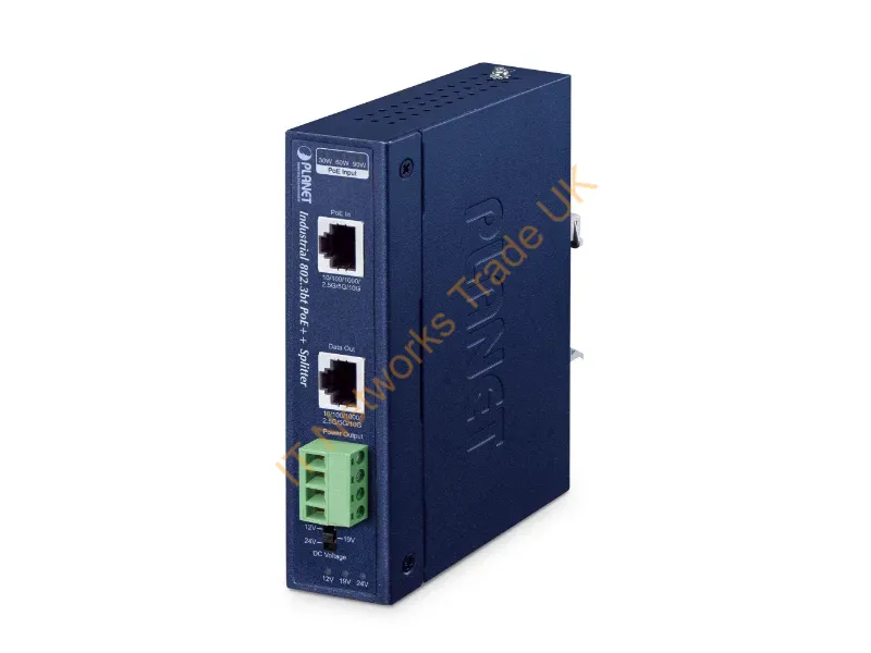 IPOE-176S - PLANET IP30 Industrial Single-Port 10Gbps 802.3bt PoE++ Splitter 24 V