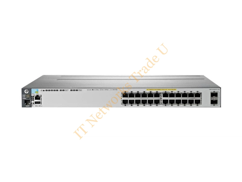 J9584A#ABA HP Aruba 3800-24SFP-2SFP+ 24-Ports 24 x 10/100/1000 + 2 x SFP Gigabit Ethernet Layer-4 Managed Rack-Mountable Network Switch