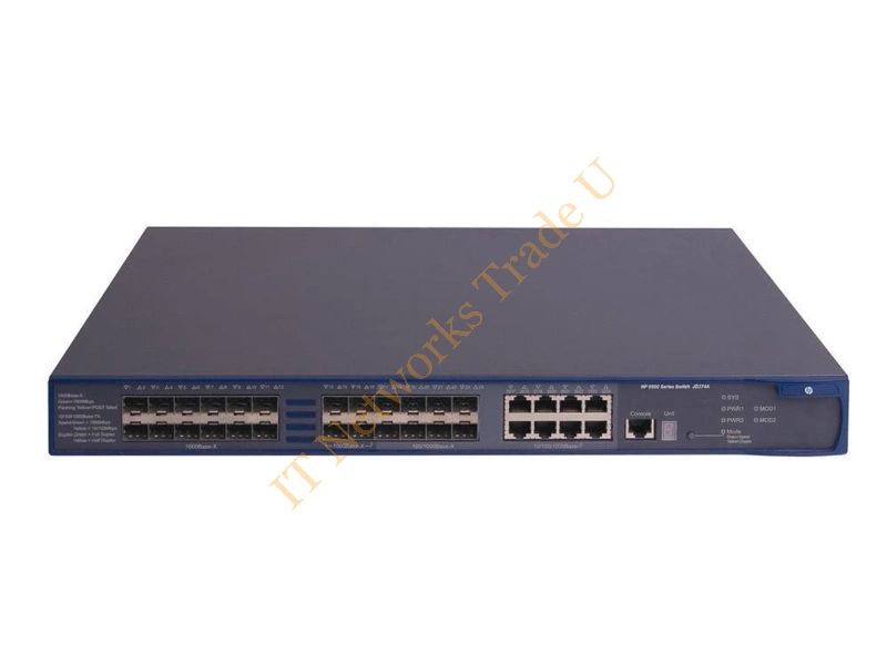 JD374A HP 5500-24G-SFP 24-Ports 10/100/1000Base-T with 8 Shared Ports Layer-4 Managed Gigabit Ethernet Rack-Mountable Ei Network Switch