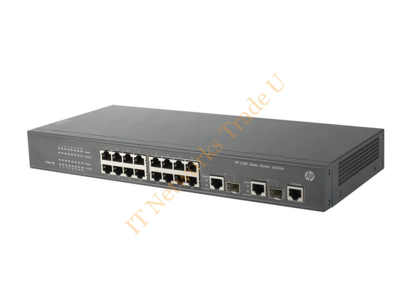 JG222-61001 HP 3100 16-Ports 16 X 10/100 + 2 X 10/100/1000 Rack Layer-3 Managed Mountable V2 SI Network Switch