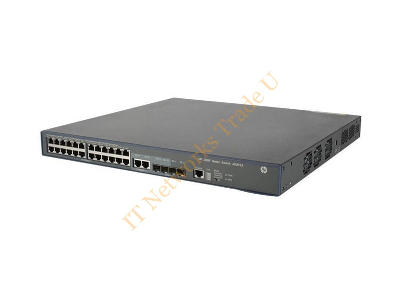 JG301-61101 HP ProCurve 3600-24-PoE+ 24-Ports 100Base-TX 2-Ports 1000Base-T 4-Ports SFP (mini GBIC) Managed Gigabit Ethernet V2 EI Network Switch