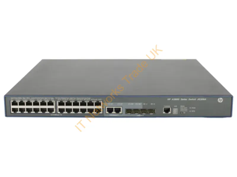JG306A HP 3600-24-PoE+ 24-Ports 24 X 10/100 + 4 X Gigabit SFP + 2 X Shared 10/100/1000 Rack Mountable Layer 4 Managed Network Switch