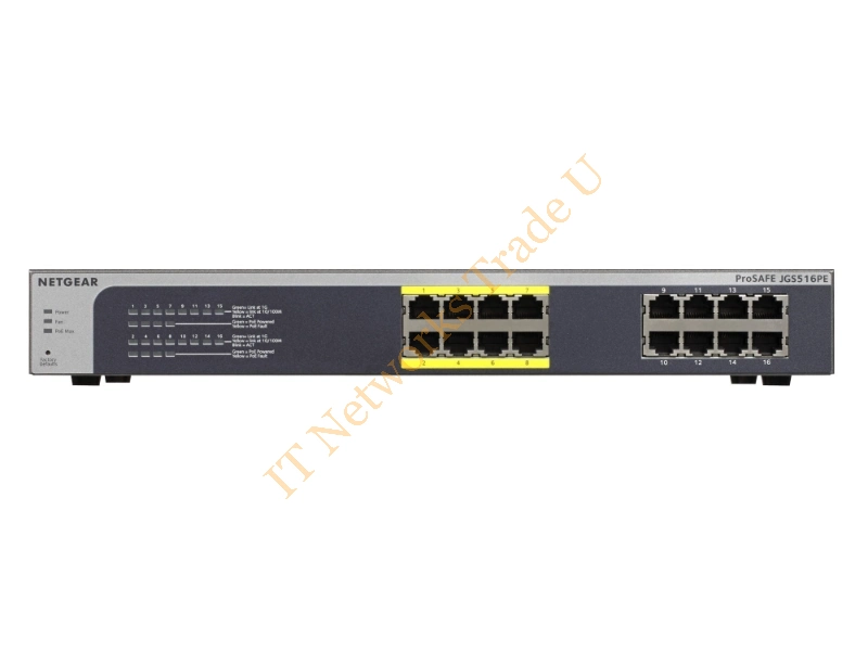JGS516PE-100EUS - Netgear ProSafe Plus JGS516PE Unmanaged network switch L3 Gigabit Ethernet (10/100/1000) Power over Ethernet (PoE) Black