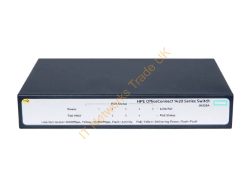 JH328A#ACC - Hewlett Packard Enterprise OfficeConnect 1420 5G PoE+ (32W) Unmanaged network switch L2 Gigabit Ethernet (10/100/1000) Power over Ethernet (PoE) 1U Grey