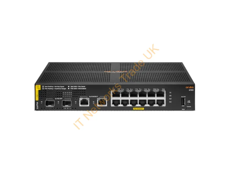 JL679A#B2E - Hpe Aruba Networking Aruba 6100 12G Class4 Poe 2G/2Sfp+ 139W Managed L3 Gigabit Ethernet (10/100/1000) Power Over Ethernet (Poe) 1U Black