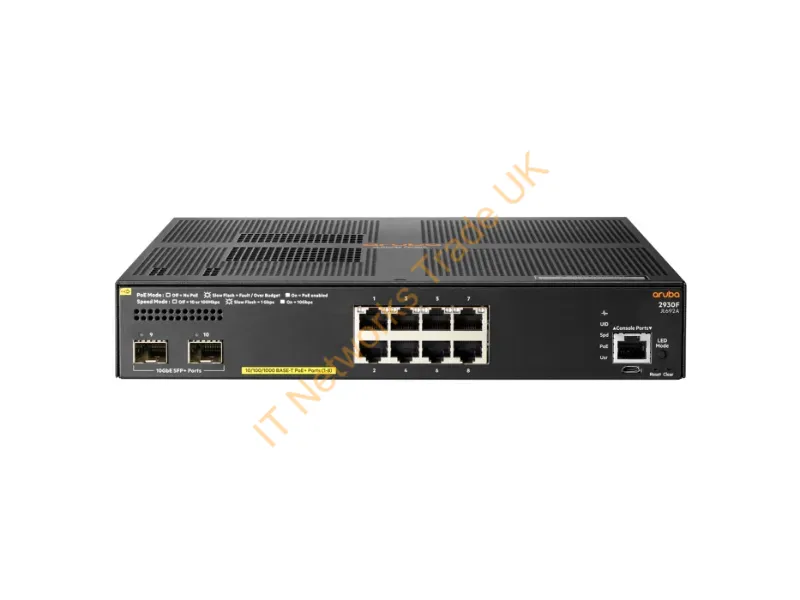 JL692A#B2B - Hpe Aruba Networking Aruba 2930F 8G Poe+ 2Sfp+ TAA Managed L3 Gigabit Ethernet (10/100/1000) Power Over Ethernet (Poe) 1U Gray