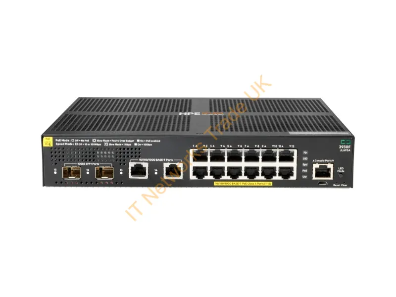JL693A HP Aruba 2930F 12G PoE+ Layer 3 Managed Switch with 2 x 1Gbps SFP+ Ports Network Switch