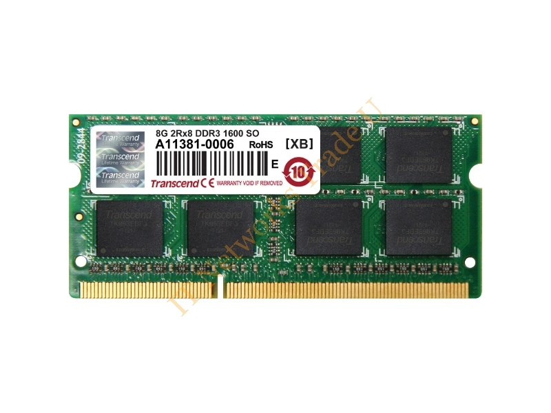 JM1600KSH-8G Transcend 8GB DDR3-1600MHz PC3-12800 non-ECC Unbuffered CL11 204-Pin SoDimm Dual Rank Memory Module Laptop Memory