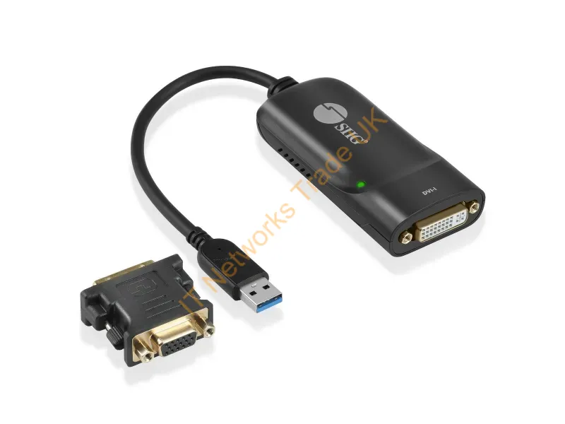 JU-DV0112-S3 - Siig Ju-Dv0112-S3 Video Cable Adapter 7.87" (0.2 M) Usb Type-A Dvi-I + Vga (D-Sub) Black