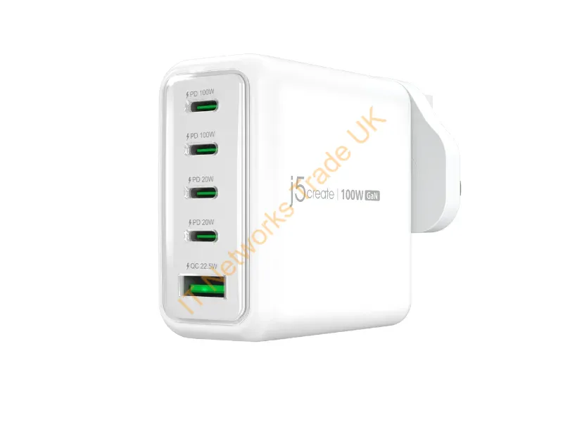 JUP53100EF-N - J5CREATE 100W GAN USB-C 5-PORT CHARGER