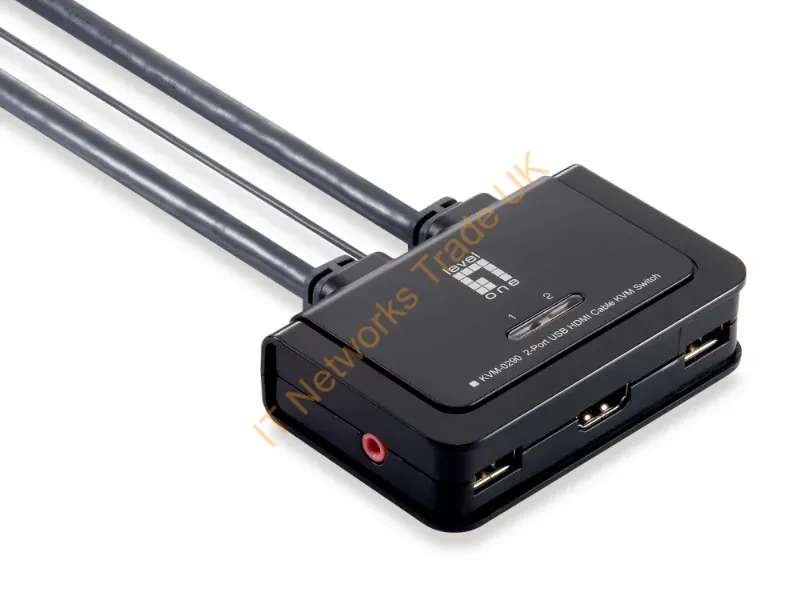 KVM-0290 - LevelOne 2-Port Cable Network KVM Switch, HDMI, USB